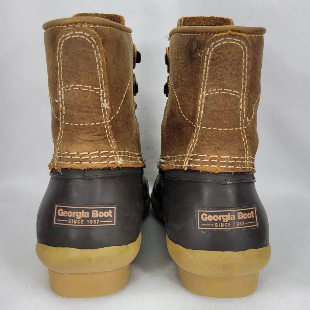 Georgia Boot Mens 4M Brown Leather Duck Boot Marshland 6